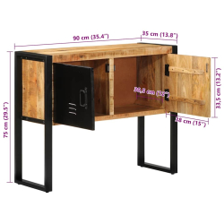 Szafka konsolowa, 90x35x75 cm, surowe drewno mango