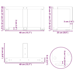 Nogi do stolika kawowego, 2 pcs., antracyt, 40x25x(30-31) cm