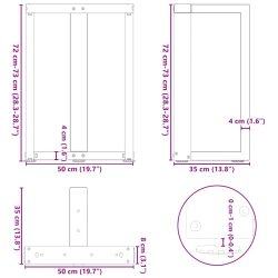 Nogi do stołu jadalnego, 2 pcs., czarne, 50x35x(72-73) cm, stal