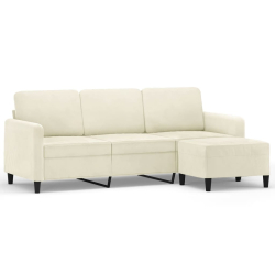 Sofa 3-osobowa, kremowa, 180 cm, tapicerowana aksamit