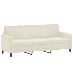 Sofa 3-osobowa, kremowa, 180 cm, tapicerowana aksamit