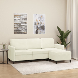 Sofa 3-osobowa, kremowa, 180 cm, tapicerowana aksamit