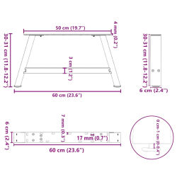 Nogi do stolika kawowego, 2 szt., czarne, 60x(30-31) cm, stal