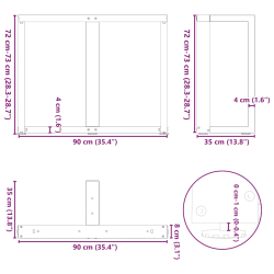 Nogi do stołu jadalnego, 2 pcs., antracyt, 90x35x(72-73) cm
