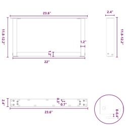 Nogi do stolika kawowego, 2 szt., czarne, 60x(30-31) cm, stal
