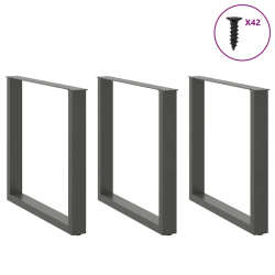 Nogi do stolika kawowego, 3 szt., antracyt, 80x(72-73) cm, stal