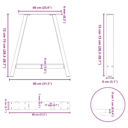 Nogi do stolika kawowego, 2 szt., czarne, 80x(72-73) cm, stal