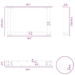Nogi do stolika kawowego, 2 szt., czarne, 50x(30-31) cm, stal