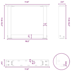 Nogi do stolika kawowego, 2 szt., białe, 30x(30-31) cm, stal