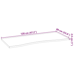 Blat biurka, surowe, 120x60x2,5 cm, lite drewno dębowe