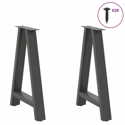 Nogi do stolika kawowego, 2 szt., antracyt, 60x(72-73) cm, stal