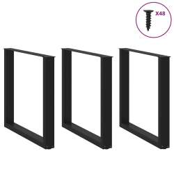 Nogi do stolika kawowego, 3 szt., czarne, 90x(72-73) cm, stal
