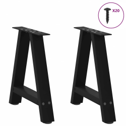 Nogi do stolika kawowego, 2 szt., czarne, 50x(42-43) cm, stal