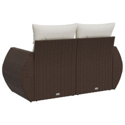 Sofa ogrodowa z poduszkami, 2-osobowa, brązowa, polirattan