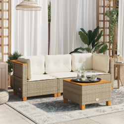 Sofa ogrodowa z poduszkami, 3-osobowa, beż, polirattan