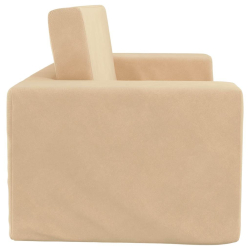 2-os. sofa dla dzieci, rozkładana, kremowa, miękki plusz