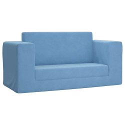 2-os. sofa dla dzieci, rozkładana, niebieska, miękki plusz