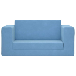 2-os. sofa dla dzieci, rozkładana, niebieska, miękki plusz
