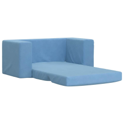 2-os. sofa dla dzieci, rozkładana, niebieska, miękki plusz