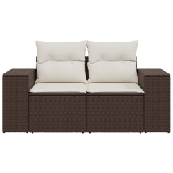 Sofa ogrodowa z poduszkami, 2-osobowa, brązowa, polirattan