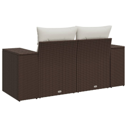 Sofa ogrodowa z poduszkami, 2-osobowa, brązowa, polirattan