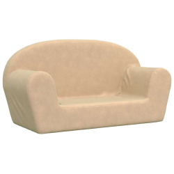 Sofa dla dzieci, 2-os. , kremowa, miękki plusz