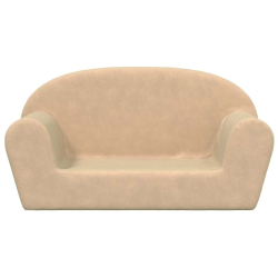Sofa dla dzieci, 2-os. , kremowa, miękki plusz