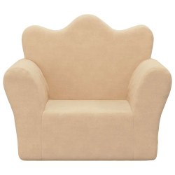 Sofa dziecięca, kremowa, miękki plusz