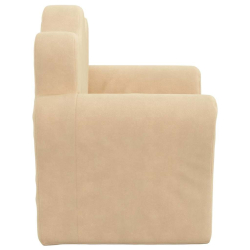 Sofa dziecięca, kremowa, miękki plusz