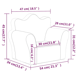 Sofa dziecięca, kremowa, miękki plusz