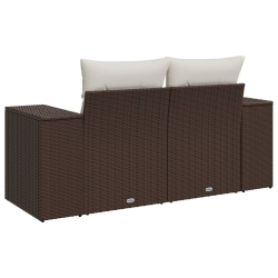 Sofa ogrodowa z poduszkami, 2-osobowa, brązowa, polirattan