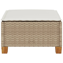 Stołek ogrodowy z poduszką, beżowy, 63,5x56x32 cm, rattan PE