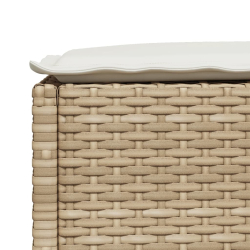 Stołek ogrodowy z poduszką, beżowy, 63,5x56x32 cm, rattan PE