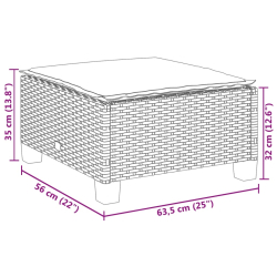 Stołek ogrodowy z poduszką, beżowy, 63,5x56x32 cm, rattan PE