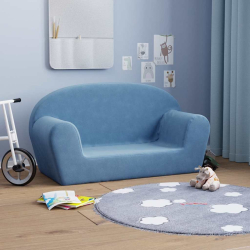 2-os. sofa dla dzieci, niebieska, miękki plusz