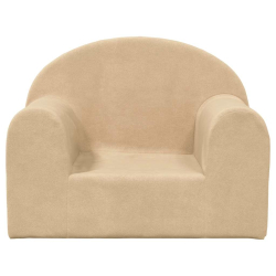 Sofa dziecięca, kremowa, miękki plusz