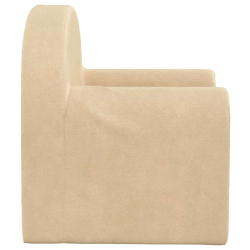 Sofa dziecięca, kremowa, miękki plusz