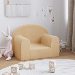 Sofa dziecięca, kremowa, miękki plusz