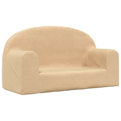 Sofa dla dzieci, 2-os. , kremowa, miękki plusz