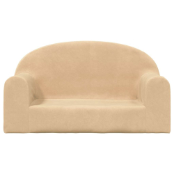 Sofa dla dzieci, 2-os. , kremowa, miękki plusz