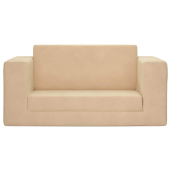 2-os. sofa dla dzieci, rozkładana, kremowa, miękki plusz