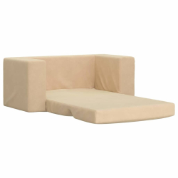 2-os. sofa dla dzieci, rozkładana, kremowa, miękki plusz
