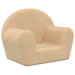 Sofa dziecięca, kremowa, miękki plusz