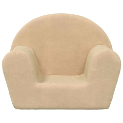 Sofa dziecięca, kremowa, miękki plusz