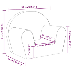 Sofa dziecięca, kremowa, miękki plusz