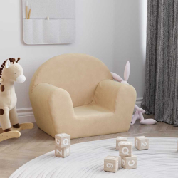 Sofa dziecięca, kremowa, miękki plusz