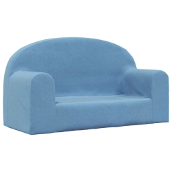 2-os. sofa dla dzieci, niebieska, miękki plusz