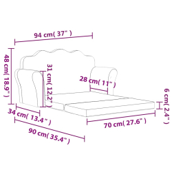 2-os. sofa dla dzieci, rozkładana, kremowa, miękki plusz