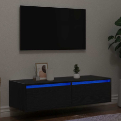 Szafka pod TV z oświetleniem LED, czarna, 100x35,5x25 cm