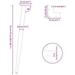 Nogi do stolika kawowego, 4 szt., antracyt, 72-73 cm, stal